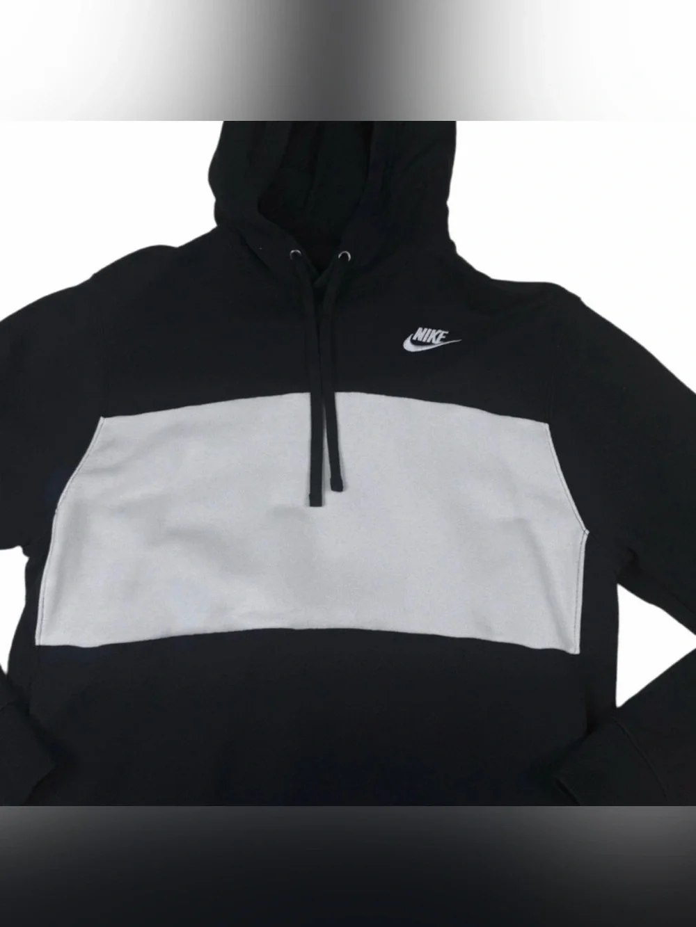 Nike Club Fleece Colorblock Hoodie Black White Men’s M FB7416-010